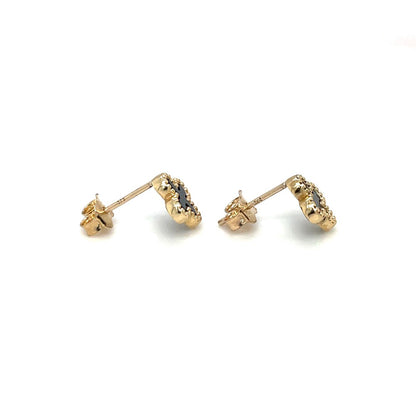 9ct Yellow Gold Onyx Clover Stud Earrings