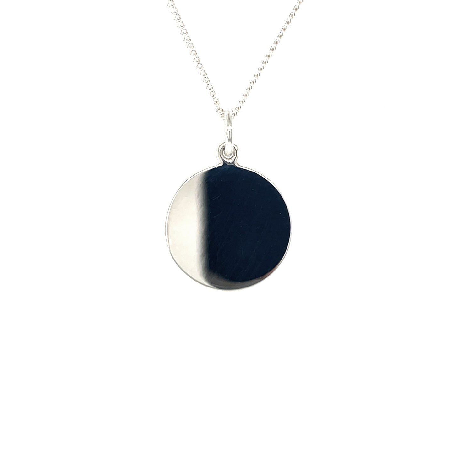 Silver Disc Pendant (15mm)  & Chain (16-18")