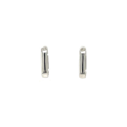9ct White Gold Rectangular Huggie Hoop Earrings