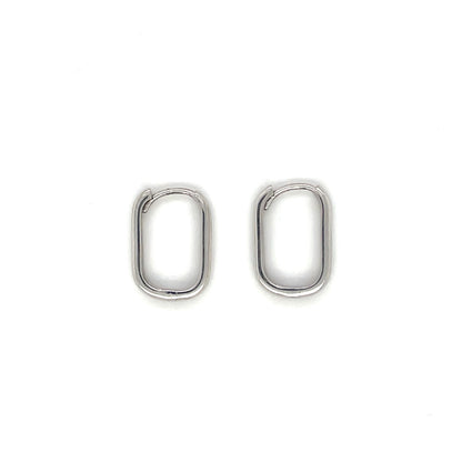 9ct White Gold Rectangular Huggie Hoop Earrings