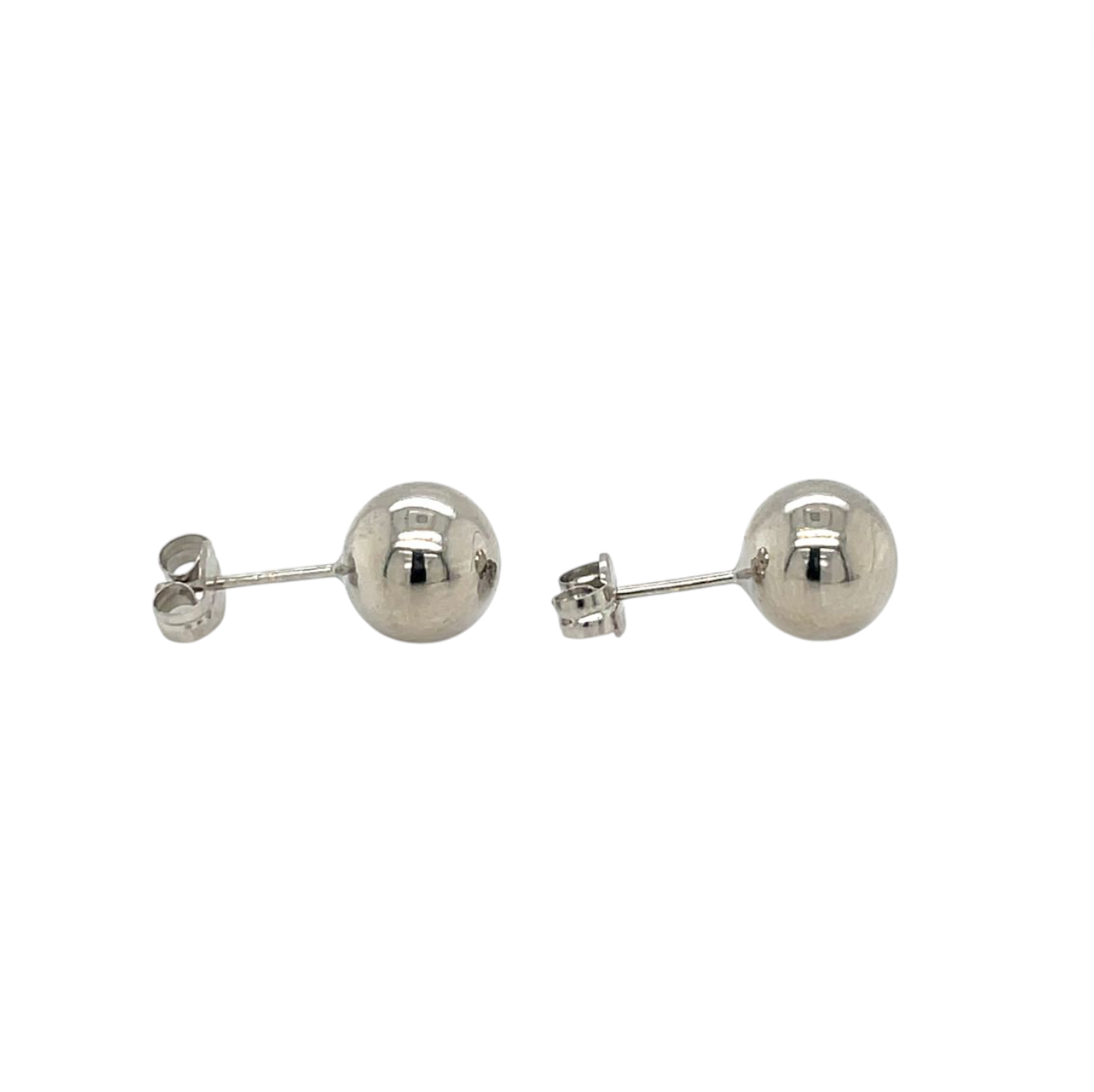 9ct White Gold Polished Ball Stud Earrings (8mm)