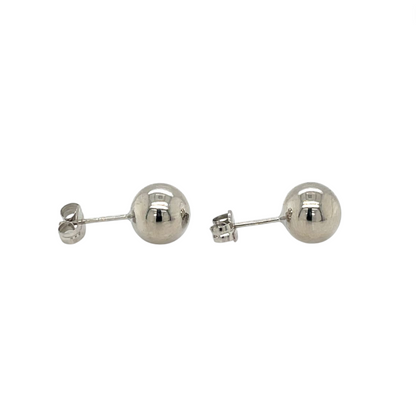 9ct White Gold Polished Ball Stud Earrings (8mm)