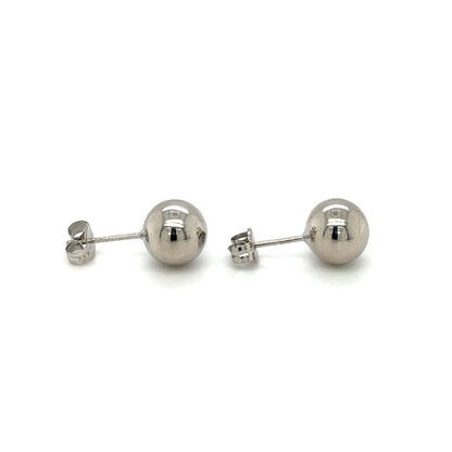 9ct White Gold 8mm Polished Ball Stud Earrings