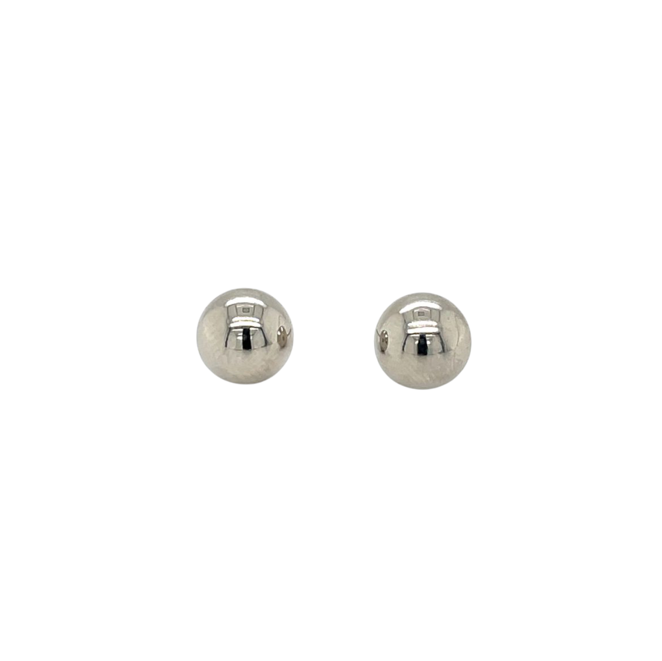 9ct White Gold Polished Ball Stud Earrings (8mm)