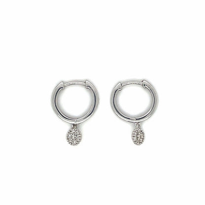 9ct White Gold Diamond Cluster Hoop Earrings