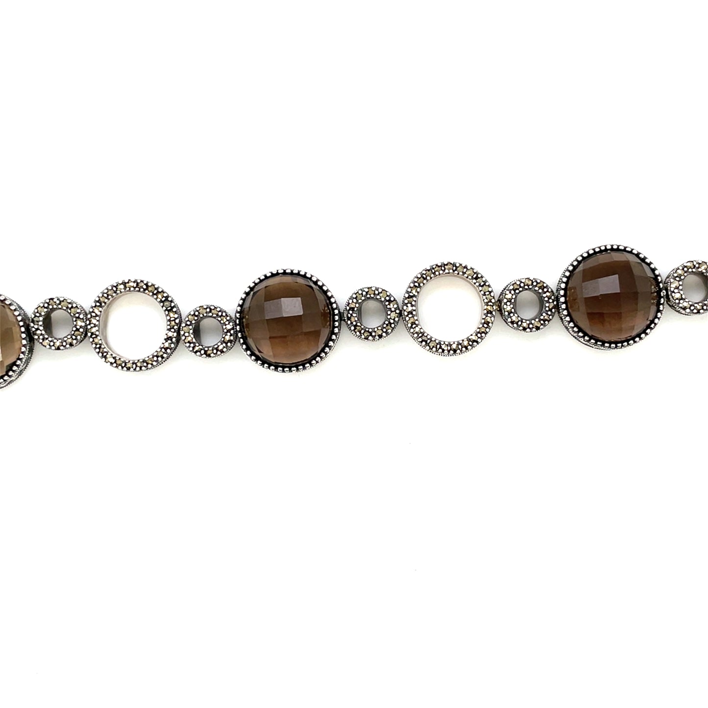 Silver Marcasite and Smokey Quartz Bracelet