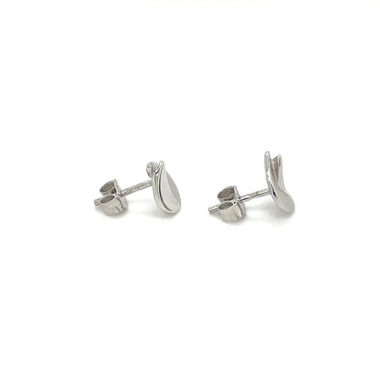 9ct White Gold Leaf Stud Earrings