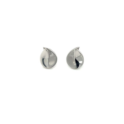 9ct White Gold Leaf Stud Earrings
