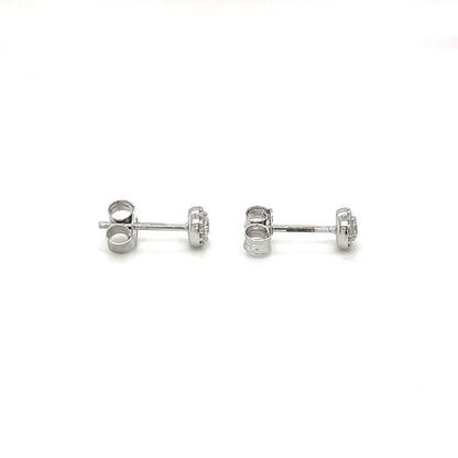 9ct White Gold Diamond Cluster Stud Earrings
