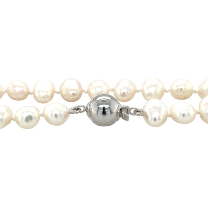 Silver & Freshwater Button Pearl Necklace