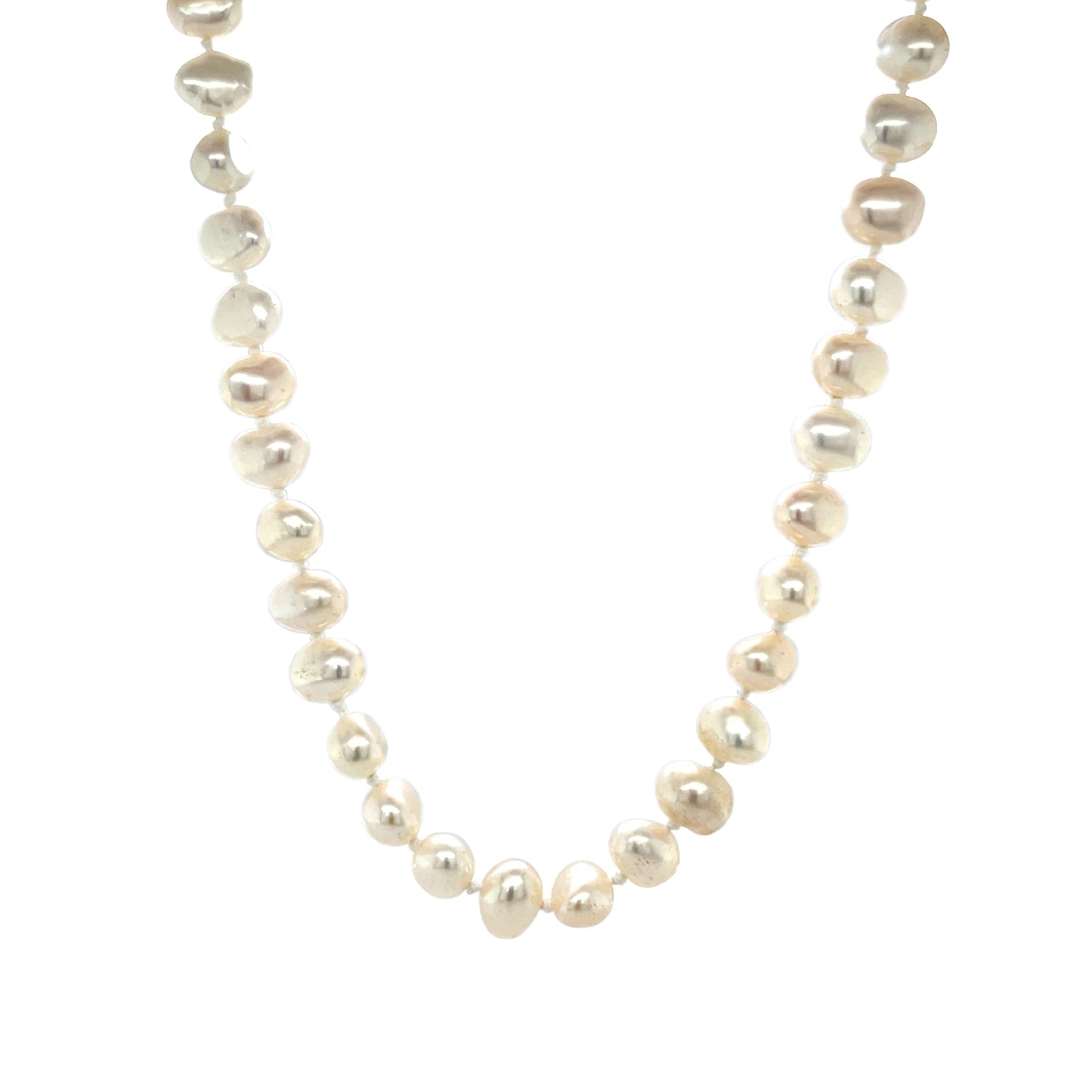 Silver & Freshwater Button Pearl Necklace