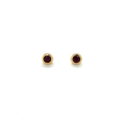 18ct Yellow Gold Round Ruby Stud Earrings