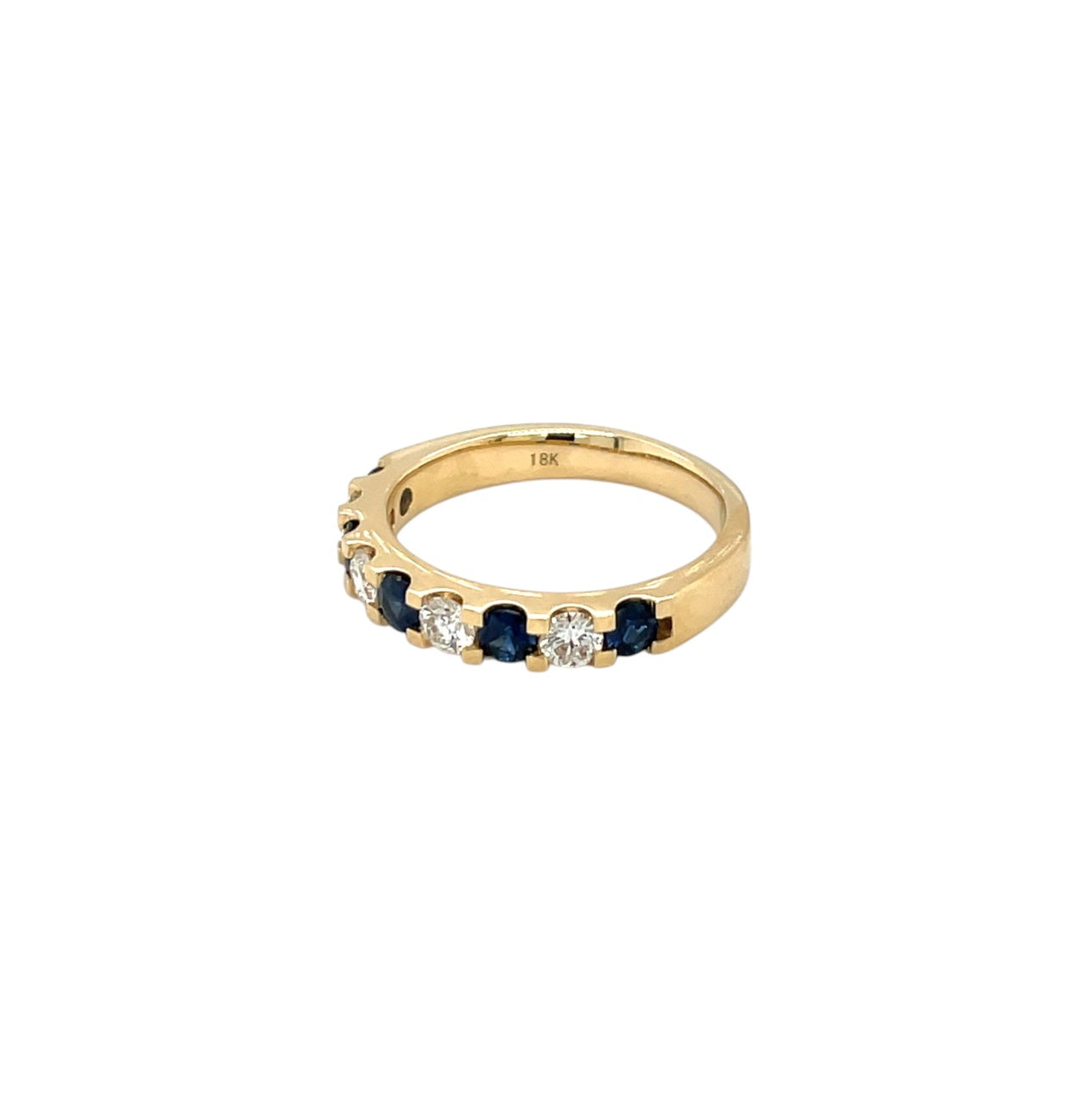 18ct Yellow Gold Sapphire & Diamond Half-Set Eternity Ring (M)
