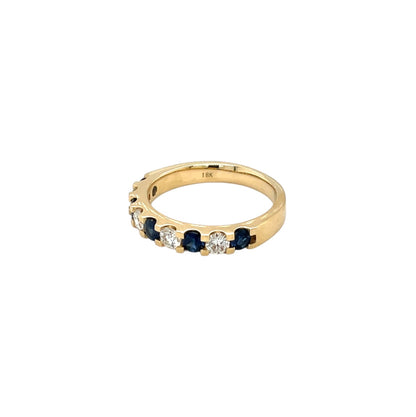 18ct Yellow Gold Sapphire & Diamond Half-Set Eternity Ring (M)