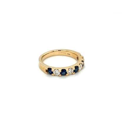 18ct Yellow Gold Sapphire & Diamond Half-Set Eternity Ring