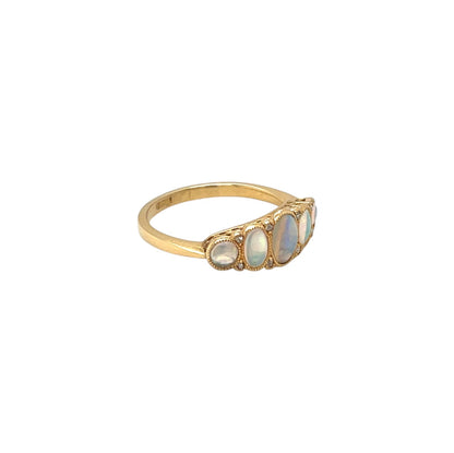 18ct Yellow Gold Opal & Diamond Five-Stone Ring (L1/2)