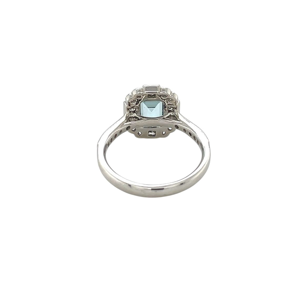 Platinum Aquamarine & Diamond Cluster Ring (N)