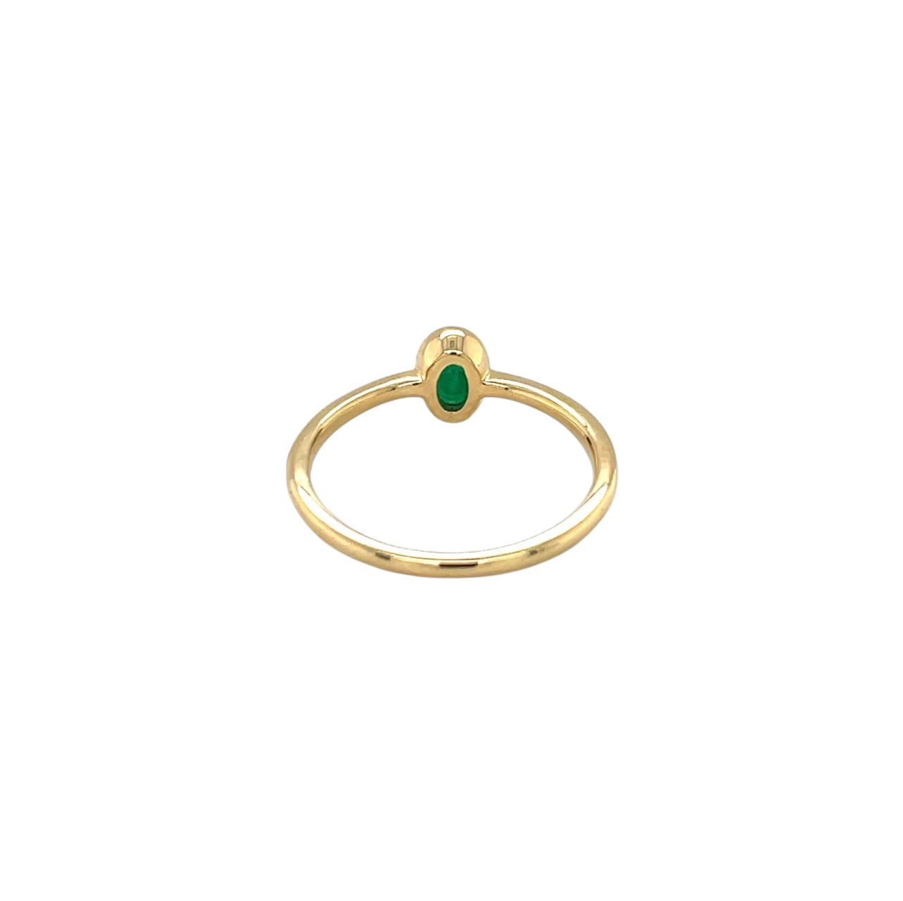 18ct Yellow Gold Oval Emerald Solitaire Ring (L)