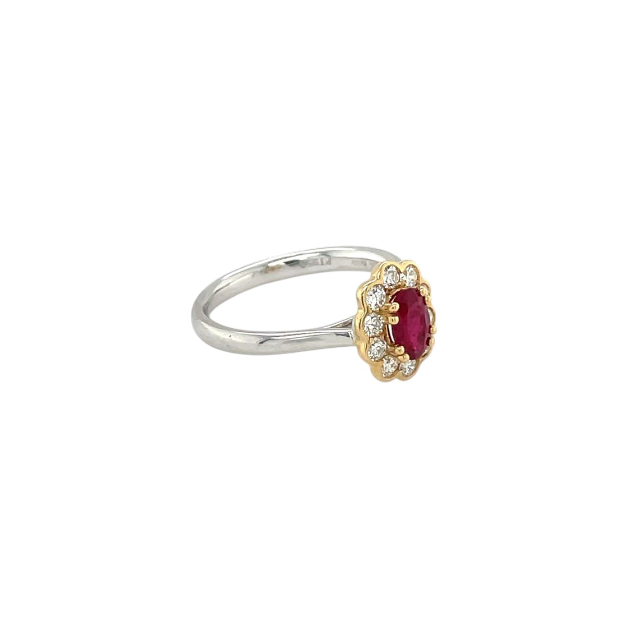 Platinum & 18ct Yellow Gold Ruby & Diamond Cluster Ring (L)