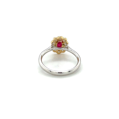 Platinum & 18ct Yellow Gold Ruby & Diamond Cluster Ring