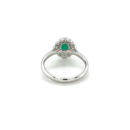 Platinum Emerald & Diamond Cluster Ring