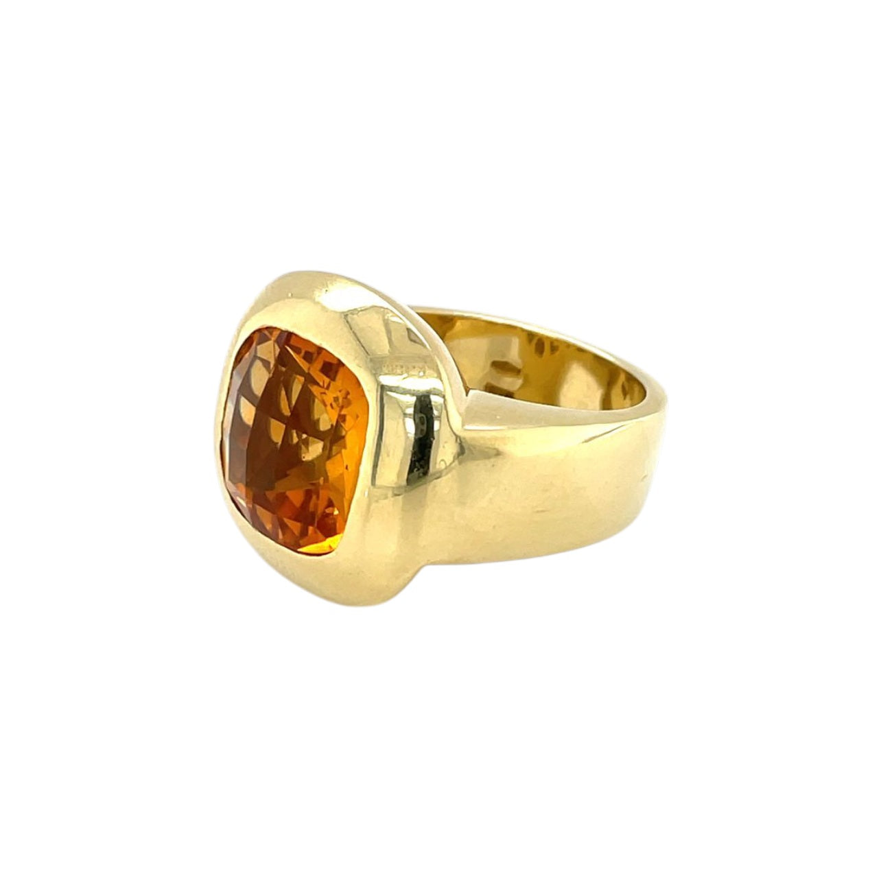 18ct Yellow Gold Cushion-Cut Citrine Dress Ring (N)