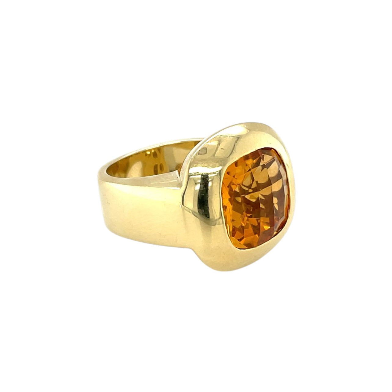 18ct Yellow Gold Cushion-Cut Citrine Dress Ring (N)
