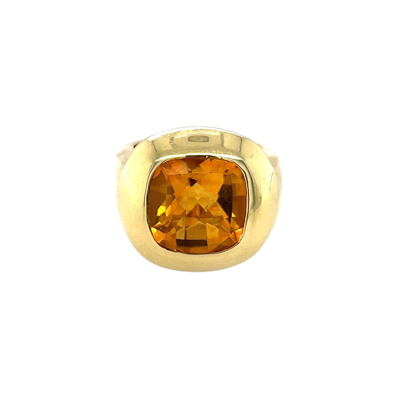 18ct Yellow Gold Cushion-Cut Citrine Dress Ring (N)