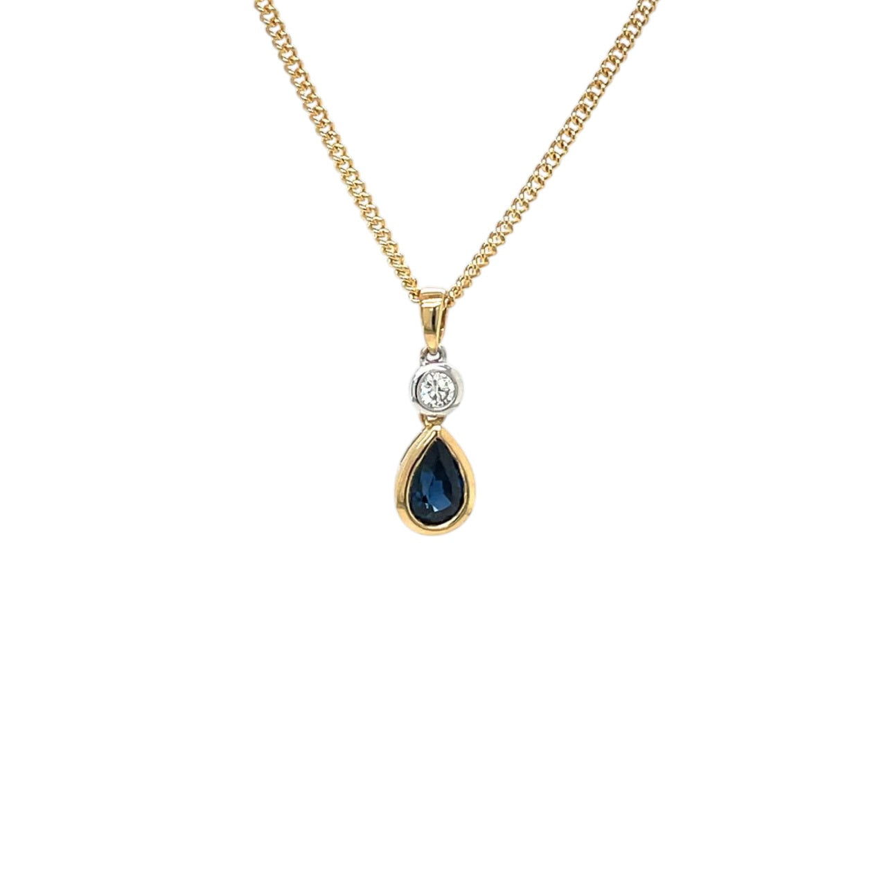18ct Yellow & White Gold Sapphire & Diamond Pendant