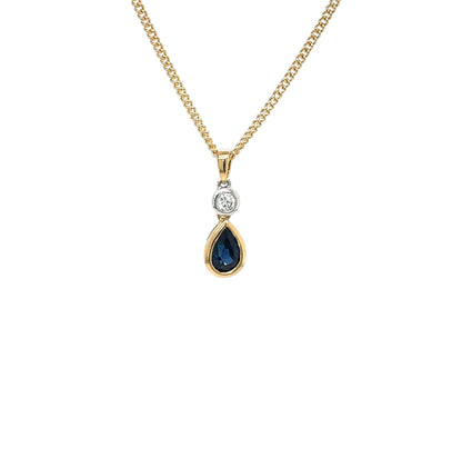 18ct Yellow & White Gold Sapphire & Diamond Pendant