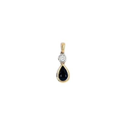 18ct Yellow & White Gold Sapphire & Diamond Pendant