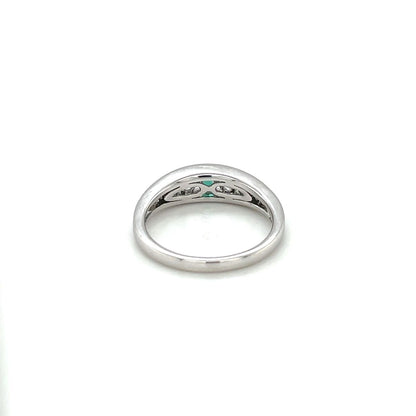 18ct White Gold Emerald & Diamond Half-Set Eternity Ring
