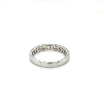 18ct White Gold Diamond & Yellow Sapphire Eternity Ring