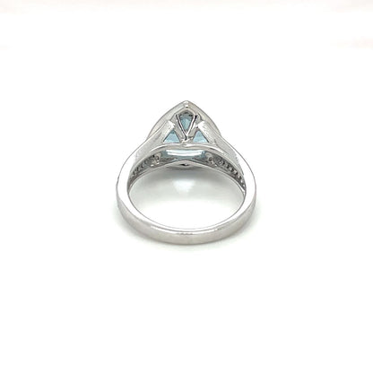 18ct White Gold Aquamarine & Diamond Cluster Ring