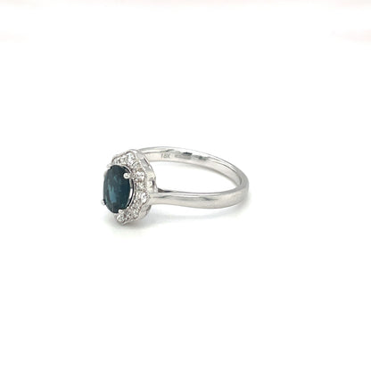 18ct White Gold Sapphire & Diamond Cluster Ring