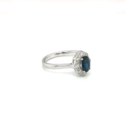 18ct White Gold Sapphire & Diamond Cluster Ring