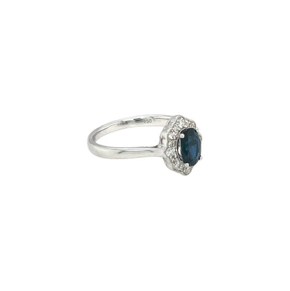 18ct White Gold Sapphire & Diamond Cluster Ring (M1/2)