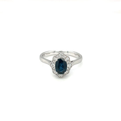 18ct White Gold Sapphire & Diamond Cluster Ring