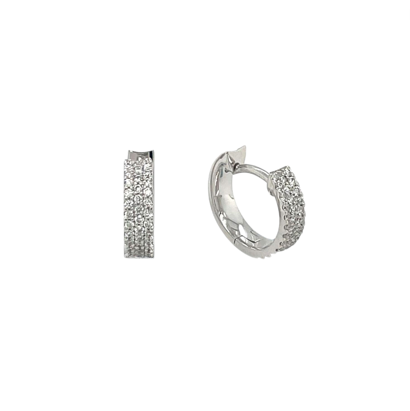 18ct White Gold Pave-Set Diamond Huggie Earrings