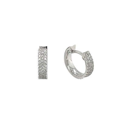18ct White Gold Pave-Set Diamond Huggie Earrings