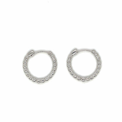 9ct White Gold Beaded Hoop Earrings
