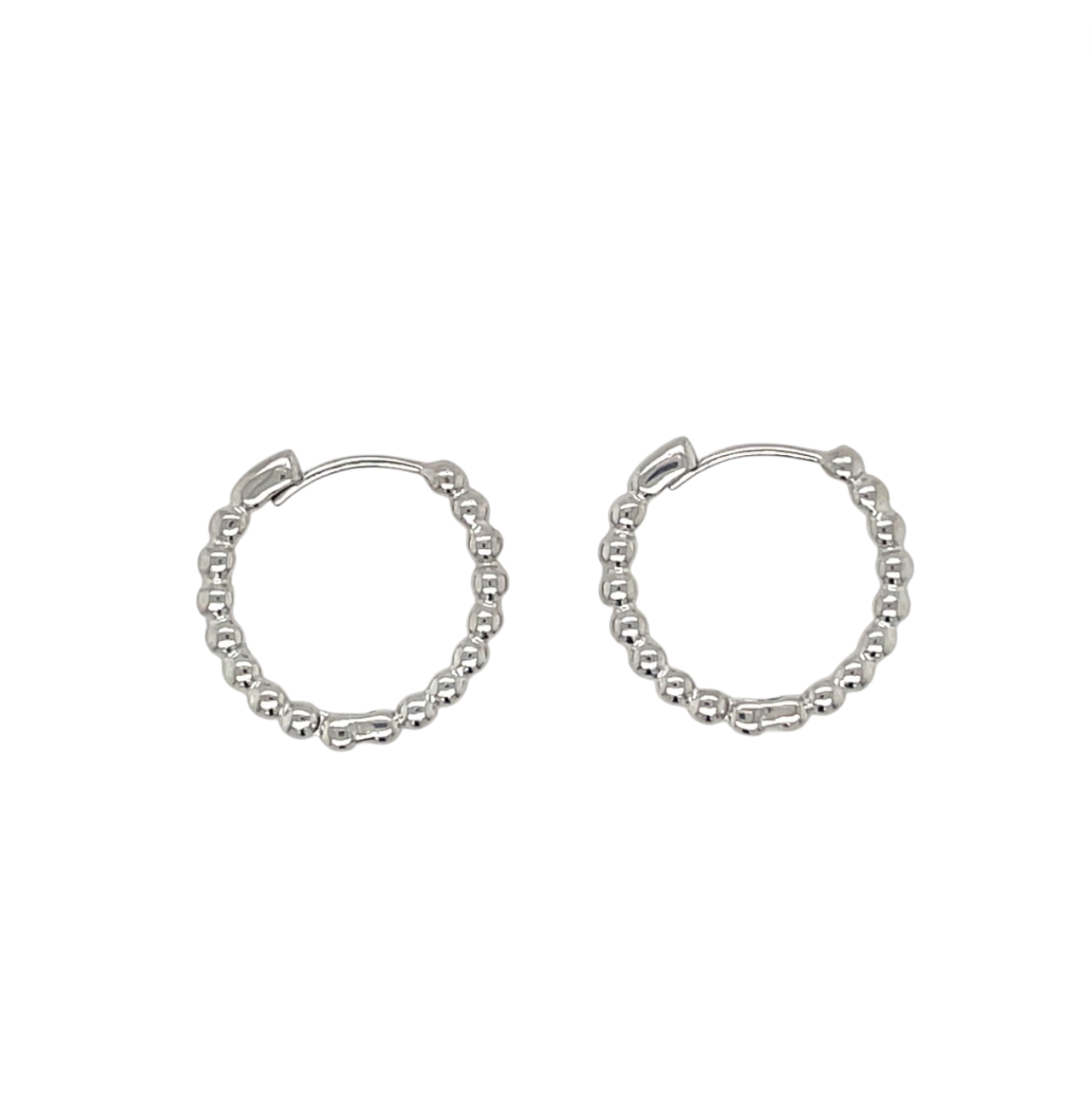 9ct White Gold Beaded Hoop Earrings