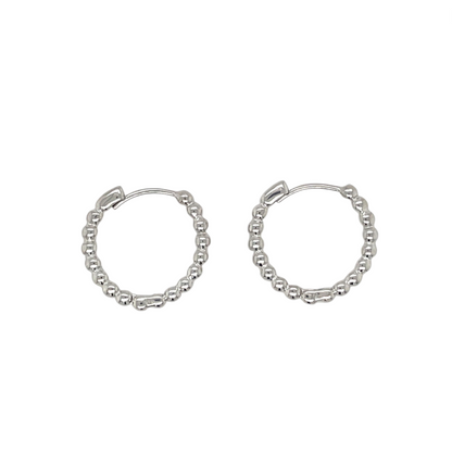 9ct White Gold Beaded Hoop Earrings