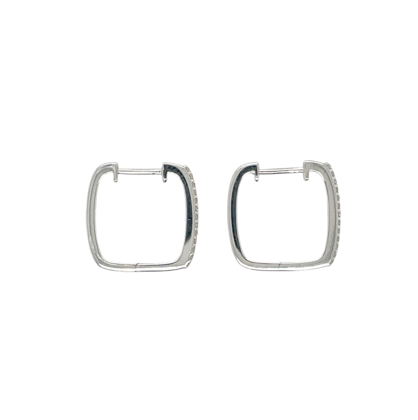 9ct White Gold Diamond Square Hoop Earrings