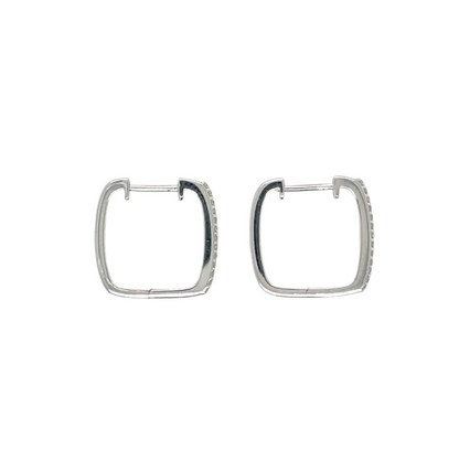 9ct White Gold Diamond Square Hoop Earrings