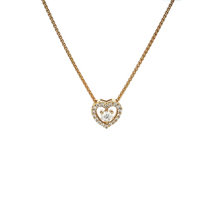 18ct Yellow Gold Diamond Heart Cluster Pendant & Chain