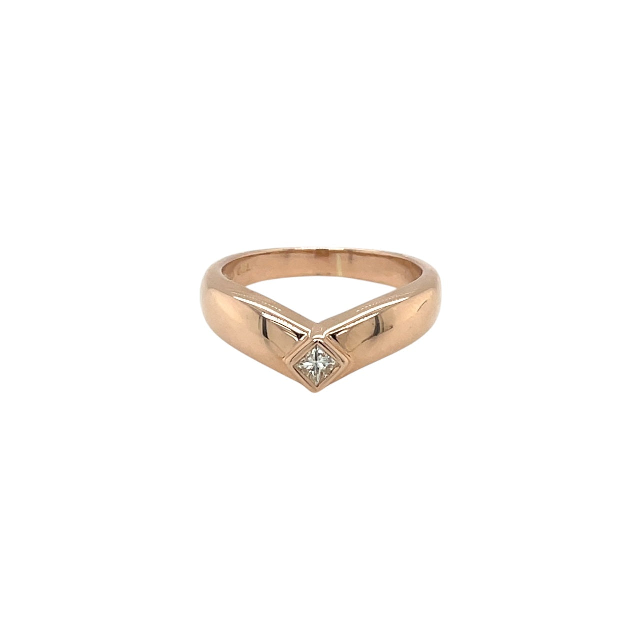 18ct Rose Gold Diamond Wishbone Stack Ring (L1/2)