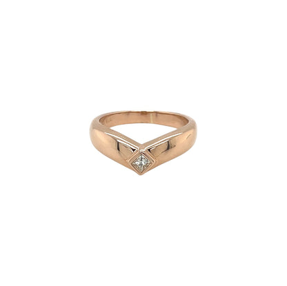 18ct Rose Gold Diamond Wishbone Stack Ring (L1/2)