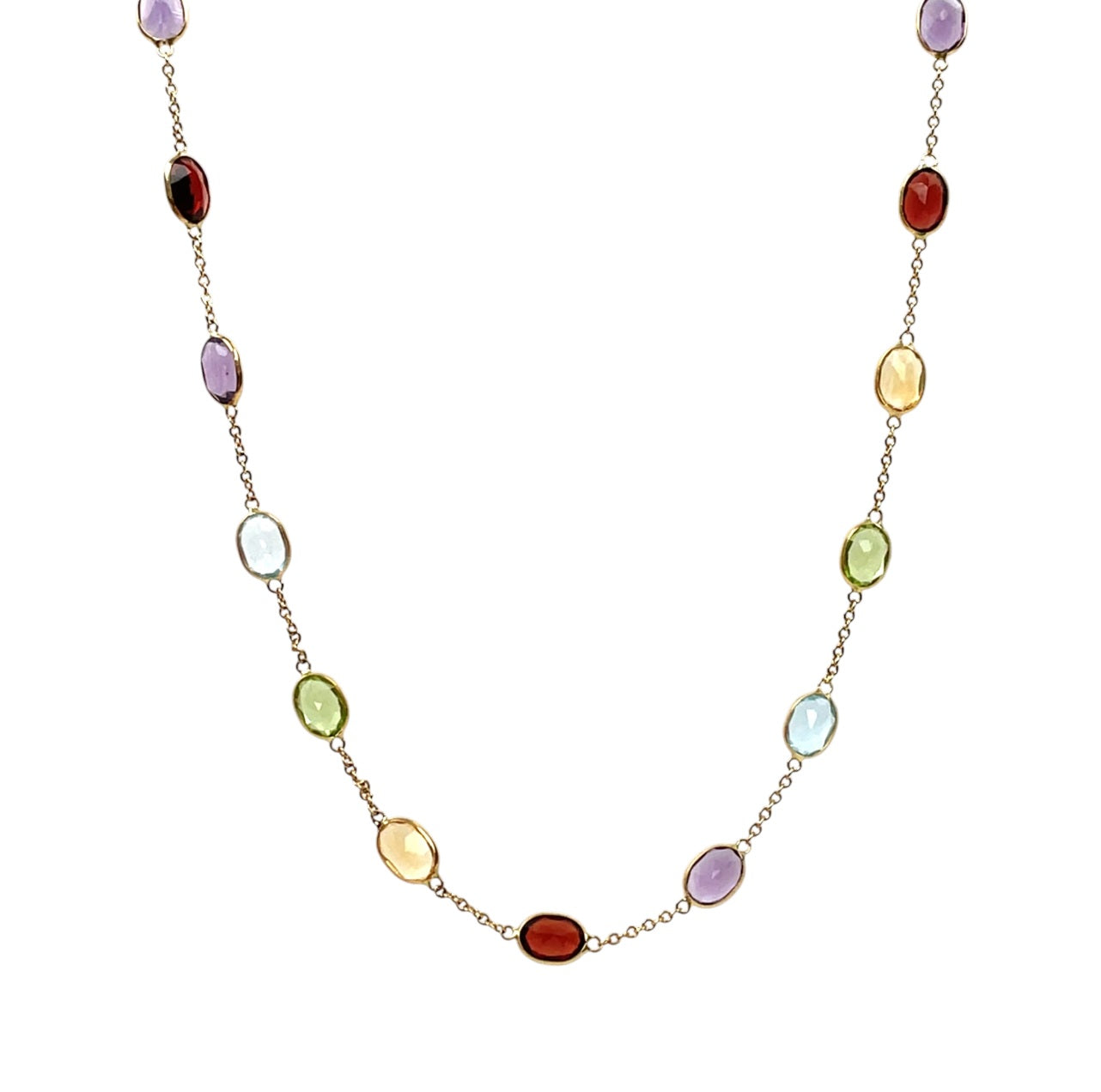 18ct Yellow Gold Multi-Gemstone Station Necklace (26)