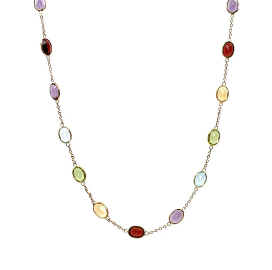 18ct Yellow Gold Multi-Gemstone Station Necklace (26)